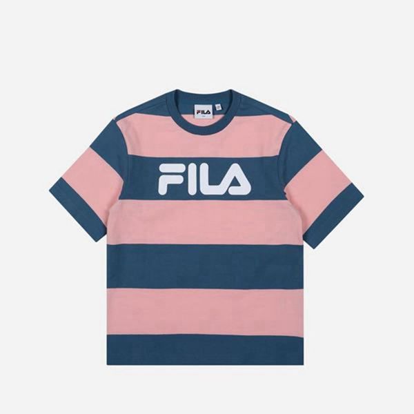 Camisetas Fila Rapaz Rosa - Fila Candy Striped S/S Portugal Lojas,WIVH-92617